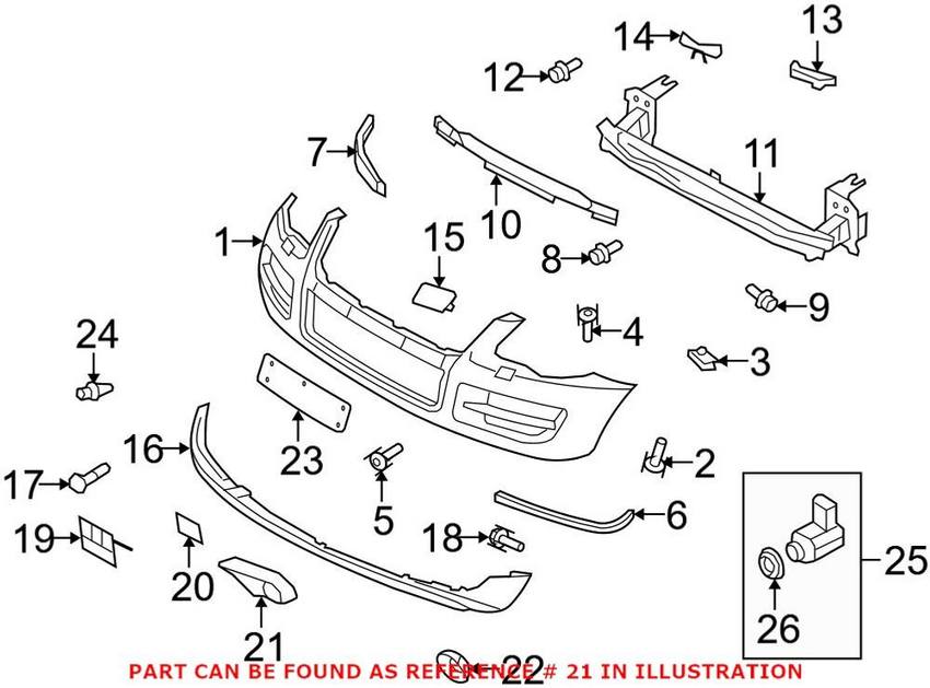 VW Foglight Grille - Front Passenger Side 7L6853664H